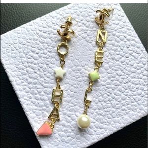 Chanel enamel charm drop earrings